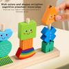 Wooden Expression Block Stacking Matching Game Montessori Parish Toys Shape Color Cognition Sorting Fine Motor Skills Education