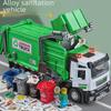 Large Alloy Sanitation Truck Toy with Garbage Classification Buckets - Perfect Birthday Gift for Boys