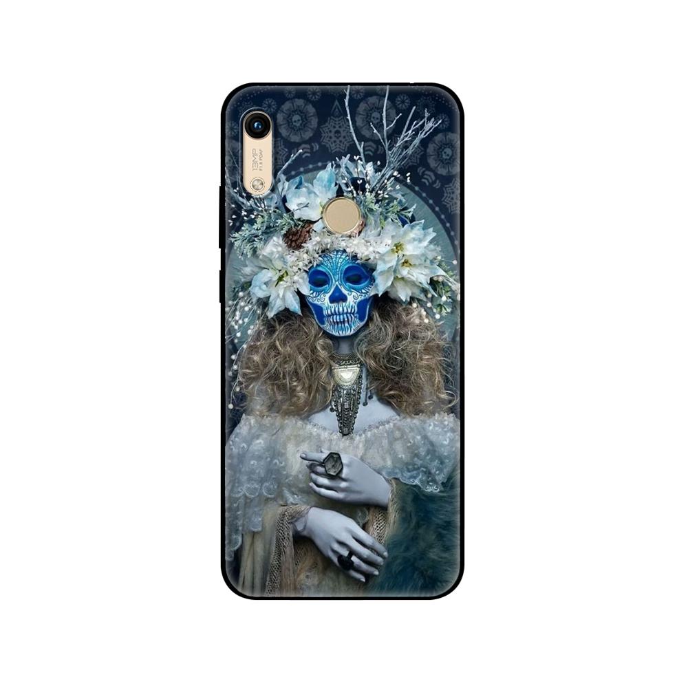 Black Tpu Case For Huawei Honor 8a 8s Prime 9 Lite Honor 9A 9C 9X Premium 9x Pro 9S Case Catrina Beautiful Rose Girl Skull Art