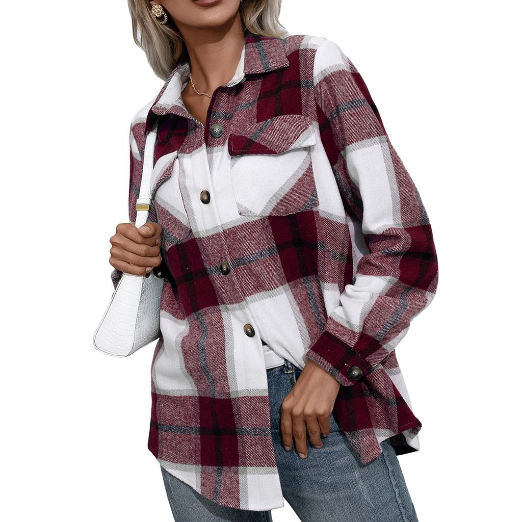 Женские фланелевые рубашки в клетку с длинными рукавами, топы на пуговицах стандартной посадки, осенняя уличная одежда