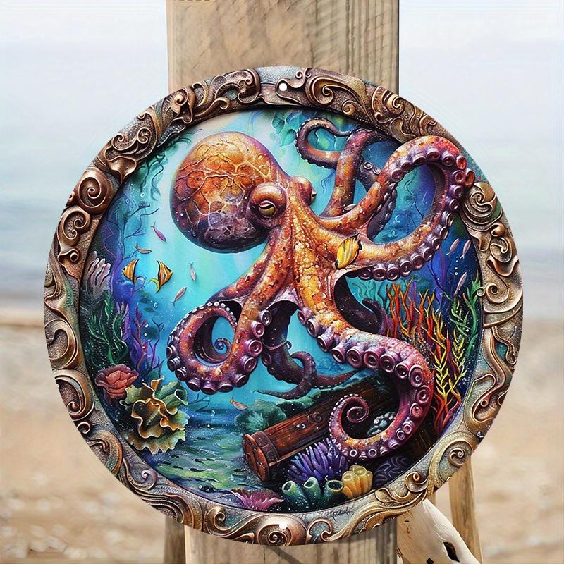 Прочная деревянная табличка «Венок с осьминогом», устойчивая к царапинам, декор для помещений и улицы, идеальный подарок на День святого Валентина