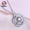 Fashion Rose Flower Necklace Ladies Pendant For Women Girl Cubic Zirconia Necklace Jewelry Gift