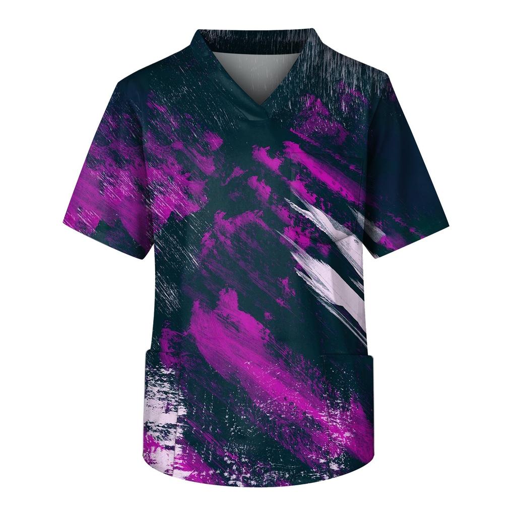 Модный мужской топ с коротким рукавом и V-образным вырезом с принтом и карманом на груди