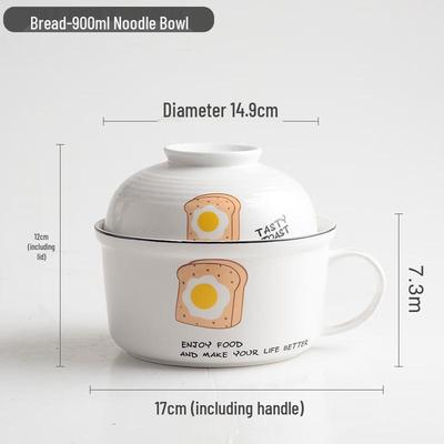 Керамическая миска для лапши быстрого приготовления Naijiang, с крышкой и ручкой, для микроволновой печи