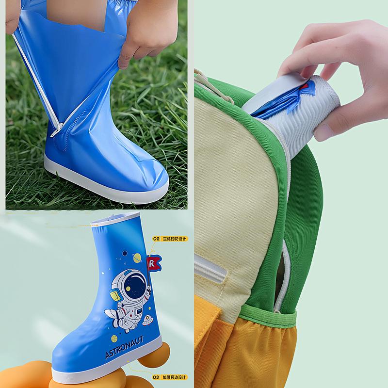 Мода Мода Чехлы для обуви с динозаврами Детские Водонепроницаемые Галоши Детские Моющиеся Противоскользящие Чехлы для обуви Мальчик Девочка Прочные Многоразовые Галоши