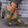 Women's Chunky Heel Sandals Solid Color Open-toe High Heels ,Women's Chunky Heel Sandals, Casual Open-toe Summer Shoes