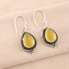 Natural Yellow Cat's Eye Gemstone 925 Fine Silver Jewelry Handmade Earrings 1.6" EE-164-40