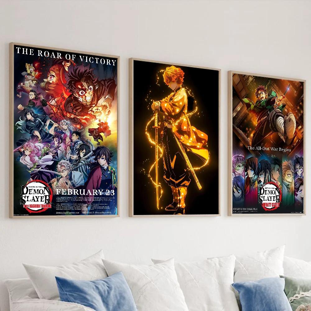 Аниме Фигурка Клинок Рассекающий Демонов Постер HD арт липкий на стену водонепроницаемый дом гостиная спальня бар эстетичное украшение