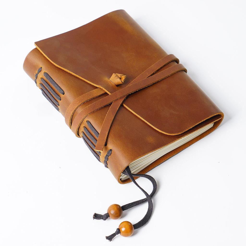 Retro Traveler's Genuine Cowhide Leather Loose-leaf Notebook - Magic Diary and Notepad