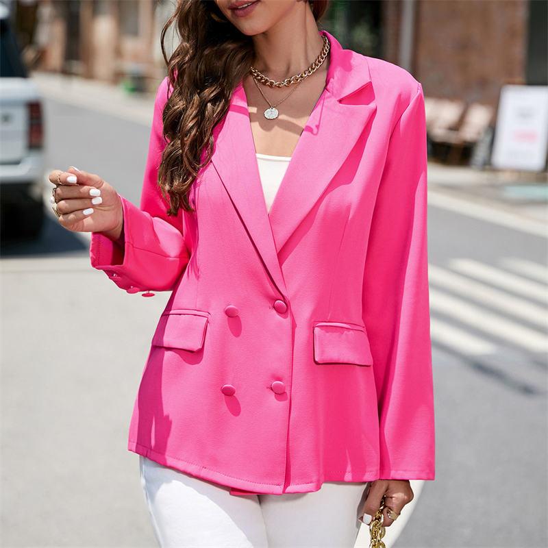 Маленький костюм женская одежда длинный рукав новый отложной воротник однотонная куртка