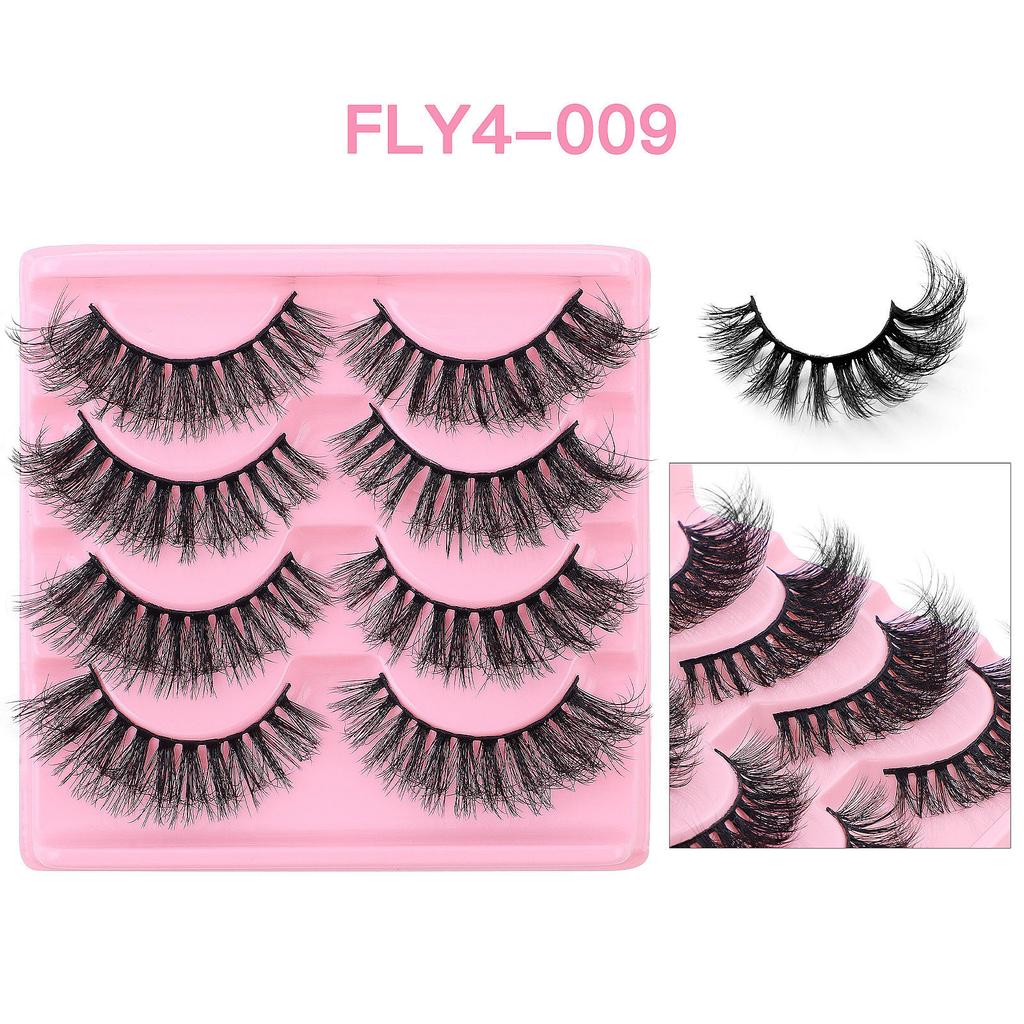 4 пары накладных ресниц, густые ресницы, преувеличенные растрепанные ресницы, имитация растрепанных ресниц