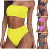 Women's Sexy Fashion Solid Color Bralette Tops Bikini Set Two-Piece Swimsuit