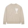 Unisex Cotton Knit Sweater With Heart Embroidery Round Neck Long Sleeve Casual Loose Fit 2025