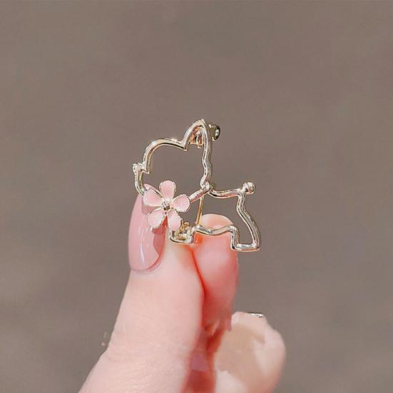 Креативная милая полая брошь в форме собаки, цветочный декор, блестящие стразы, инкрустированная булавка, костюм, платье с лацканами, значок, пальто, аксессуары