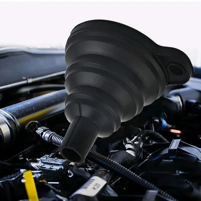 1pc Universal Car Gasoline Oil Fuel Funnel Auto Washer Fluid Change Funnel Car Engine Liquid Funnel Foldable Car Accessories