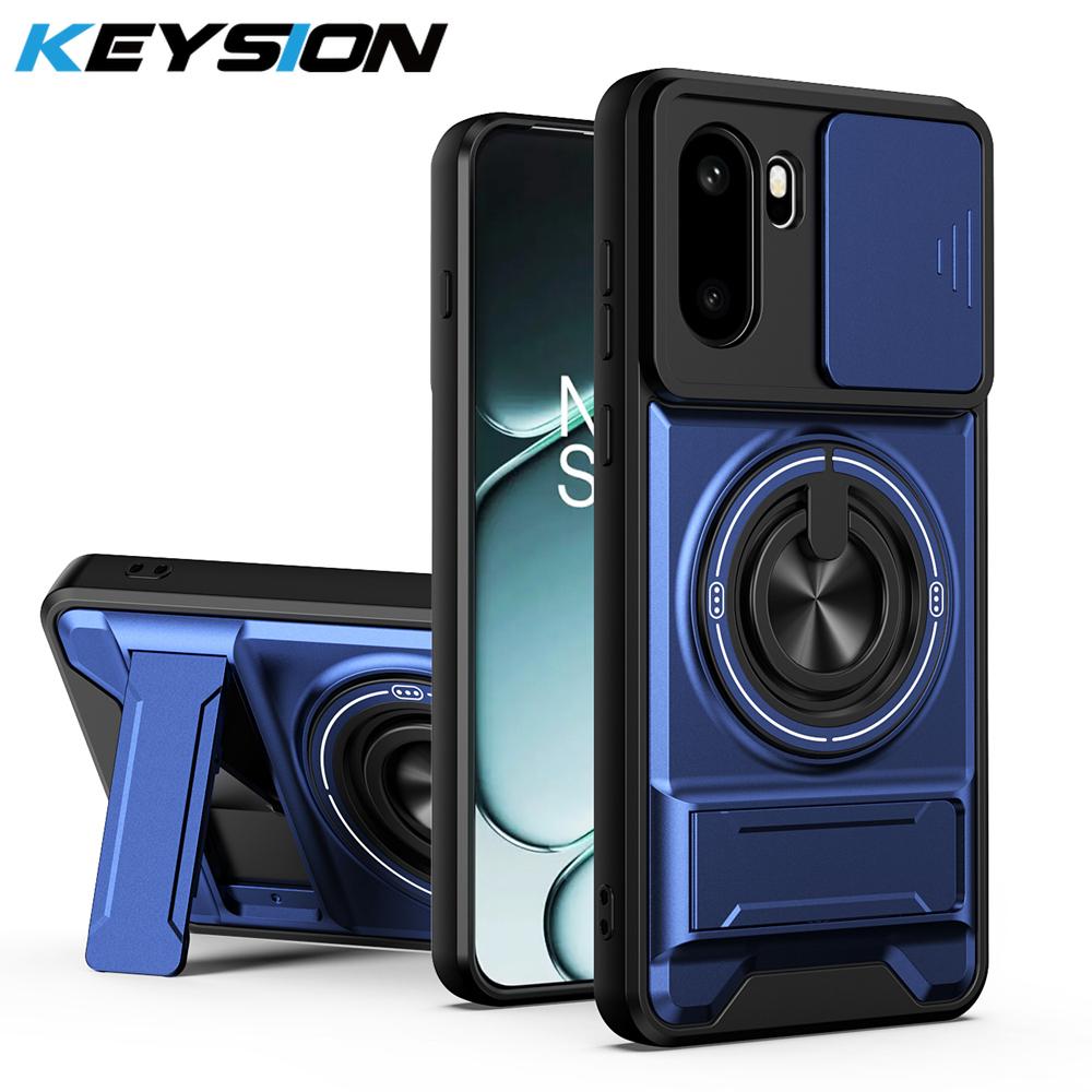 KEYSION Магнитный чехол для телефона для OnePlus 15R 5G 1+ Ace 6 6T Слайдер Защита камеры Вертикальная подставка Кольцо Ударопрочная задняя крышка