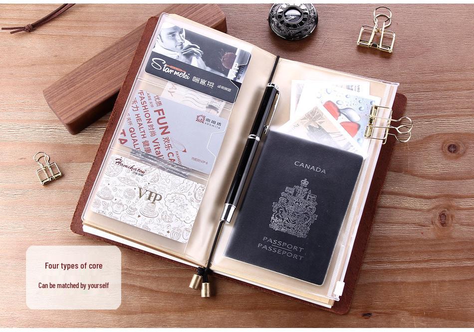 Genuine Leather Retro Traveler Notebook - Crazy Horse Finish, High-end Business Planner with Engraved Logo