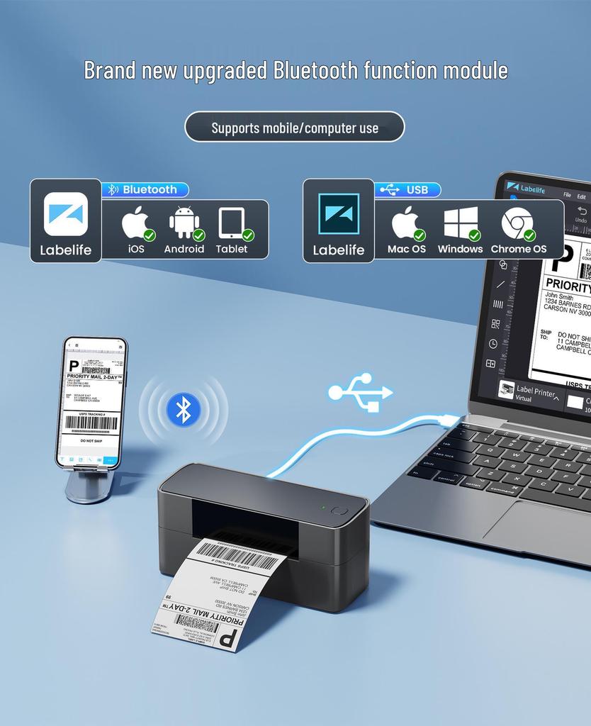 Беспроводной Bluetooth-термопринтер этикеток Phomemo PM245