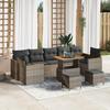 vidaXL 10-piece Garden Sofa Set with Grey Cushions Poly Rattan Acacia 3363033