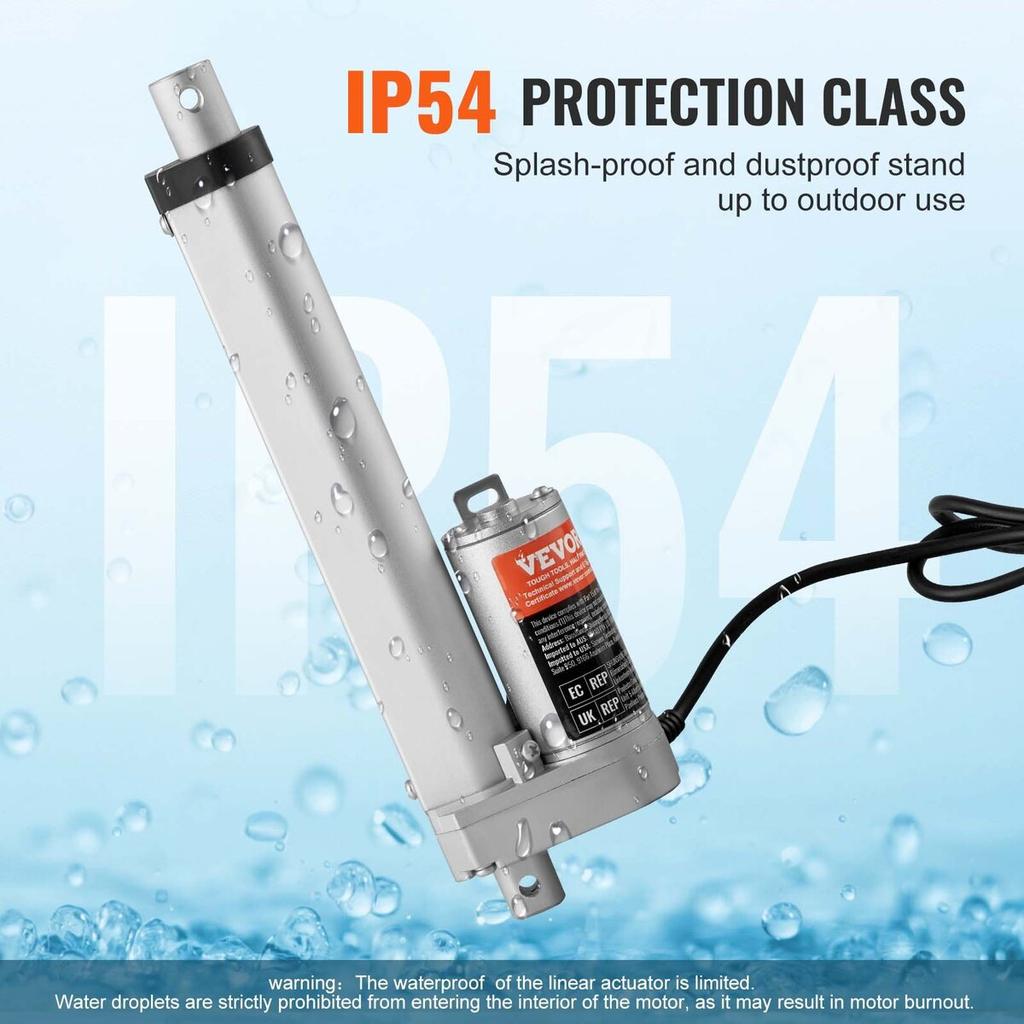 Linear Actuator 12V 6Inch 0.55"/s High Speed 220lbs/1000N IP54 Protection