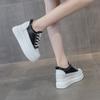 Fashion 8cm Genuine Leather Women Shoes Sneakers Platform Heel Height Increased Wedge Pumps Sneakers Shoe Breathable Heels for Women