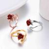 Women Rose Flower Open Finger Ring Adjustable Wedding Engagement Jewelry Gift