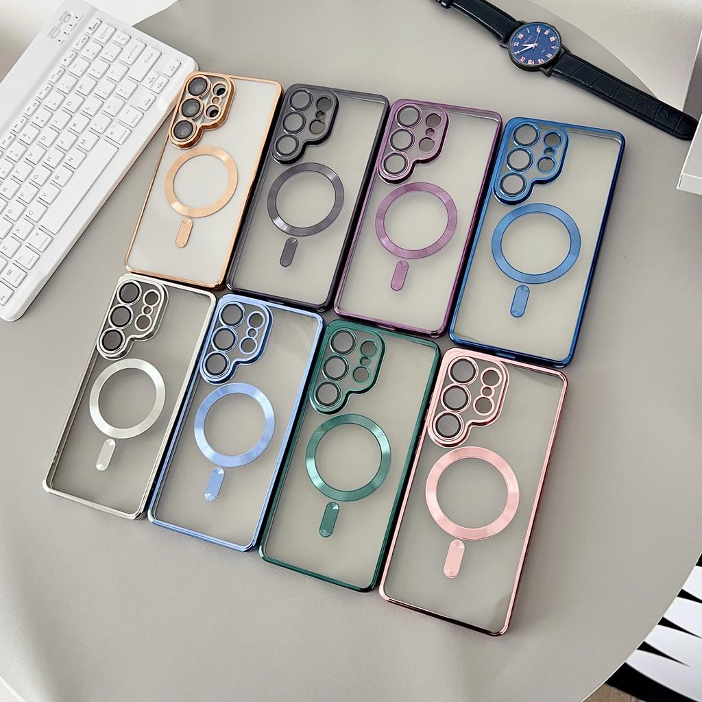 Роскошное прозрачное покрытие для чехла с беспроводной зарядкой Magsafe для Samsung S26 S25 S24 S23 S22 S21 S20 FE Ultra Plus Note20 10 Мягкий чехол