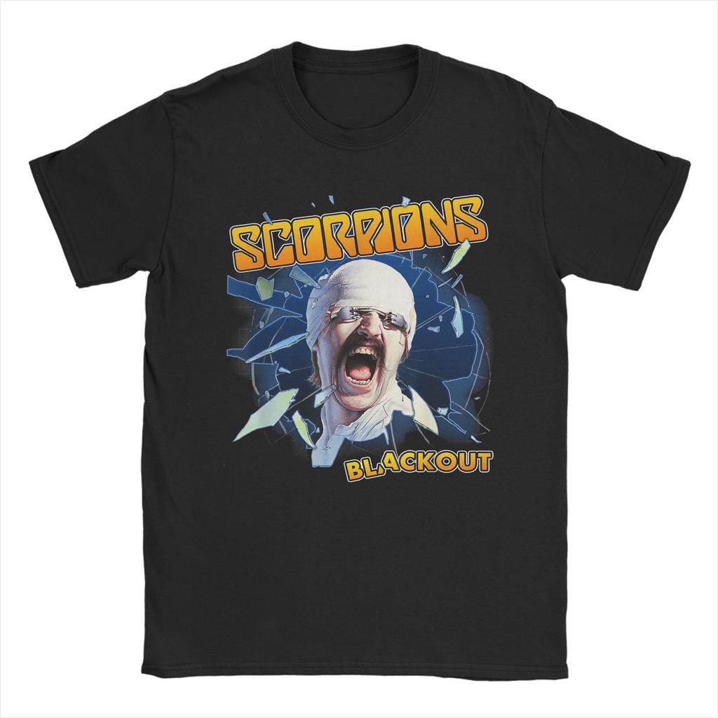 Черные футболки Scorpions для мужчин Повседневные футболки из чистого хлопка С круглым вырезом С коротким рукавом Одежда