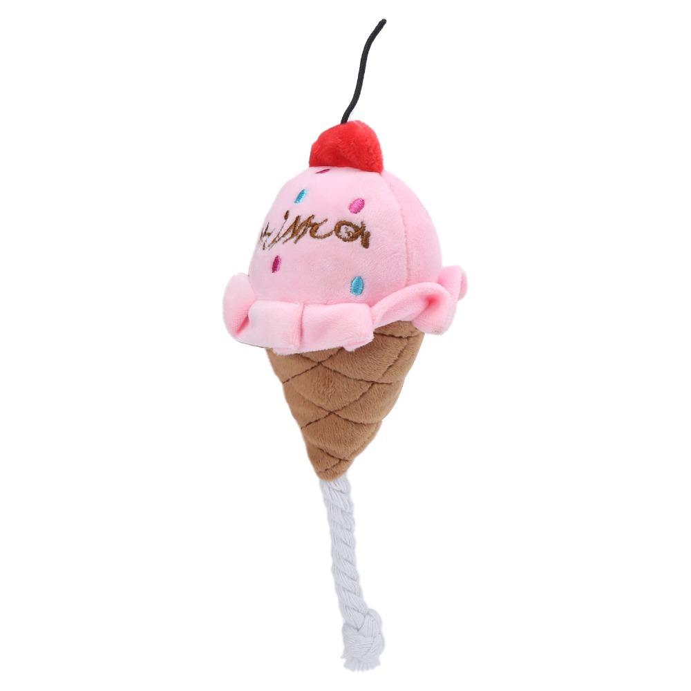 Food Shape Squeaky Pet Toy Dual Color Cat Play Toy Cute Design Ice Cream Toy For Cat