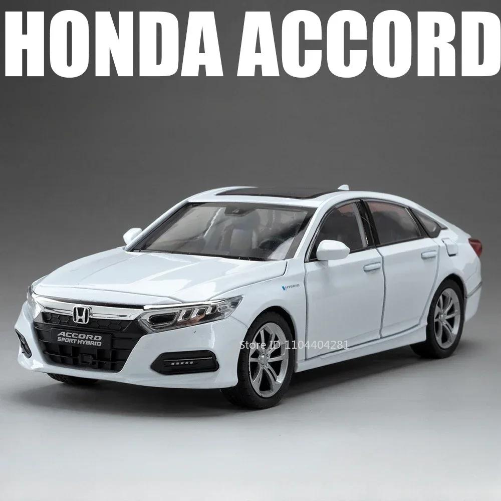 1:24 Honda Accord Models Toys Alloy Diecast Cars Front Wheel Steering Doors Opened Sound Light Pull Back Vehices Friend's Gifts