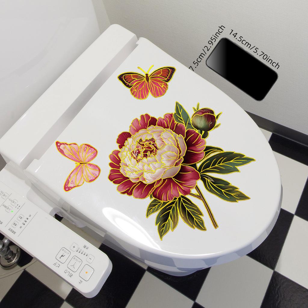 Tj9003 Расписанная вручную наклейка на стену с несколькими букетами цветов и бабочками с бронзовым напылением, украшение для гостиной, спальни, фона, самоклеящаяся наклейка на стену