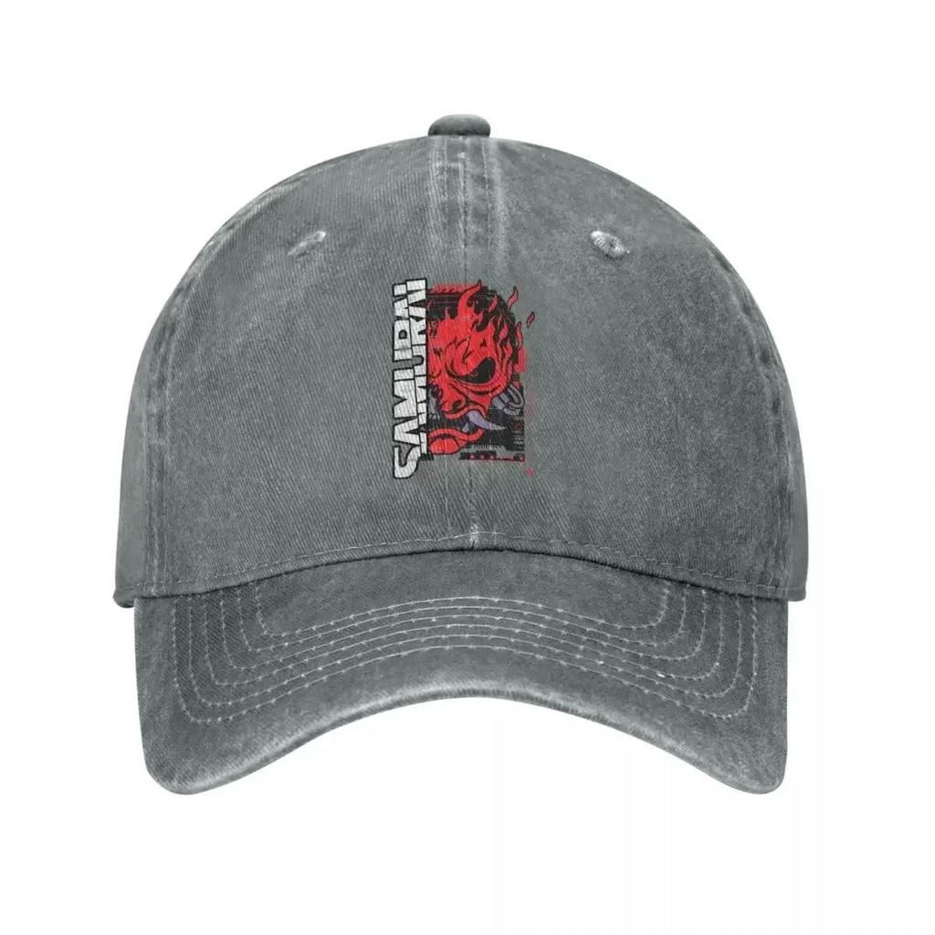 Кепка-бейсболка Samurai Rock Band Game Винтажная Деним Стирка Кибер Японский Панк Гейминг Snapback Кепка Унисекс Женская Для тренировок на открытом воздухе Кепки