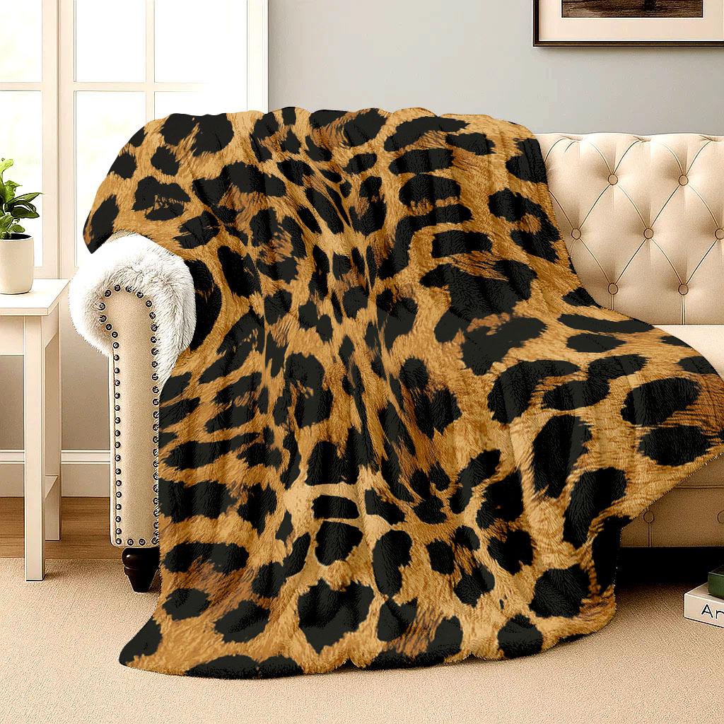 Leopard Abstract Art Flannel Blanket AllSeason PetFriendly Washable Sofa Camping Gift