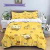 Pom Pom Purin Pattern Bedding Quilt Set  Home Decoration  Gift (1 * duvet cover + 2 * pillowcase  without core)
