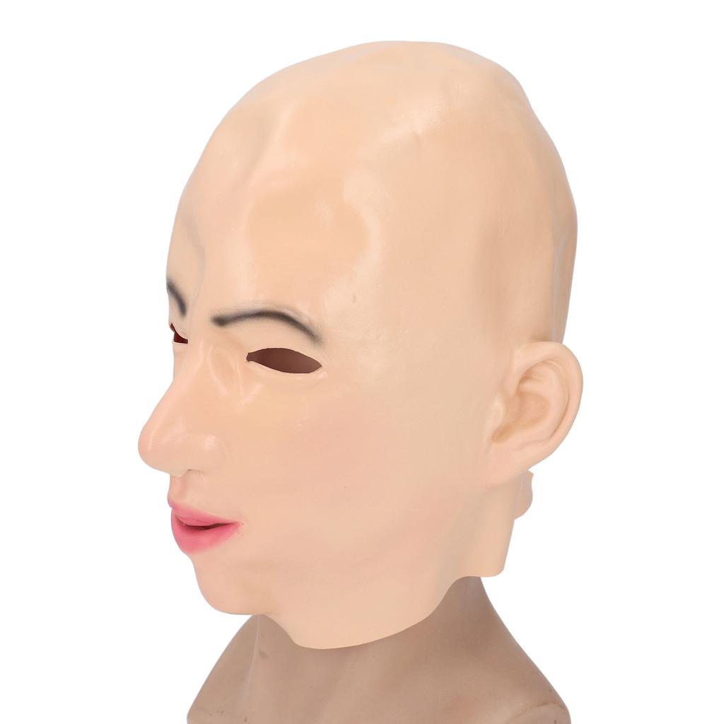 Полная голова женщины из латекса с реалистичными отверстиями для глаз, реалистичное женское лицо из латекса для косплей-вечеринки Cro