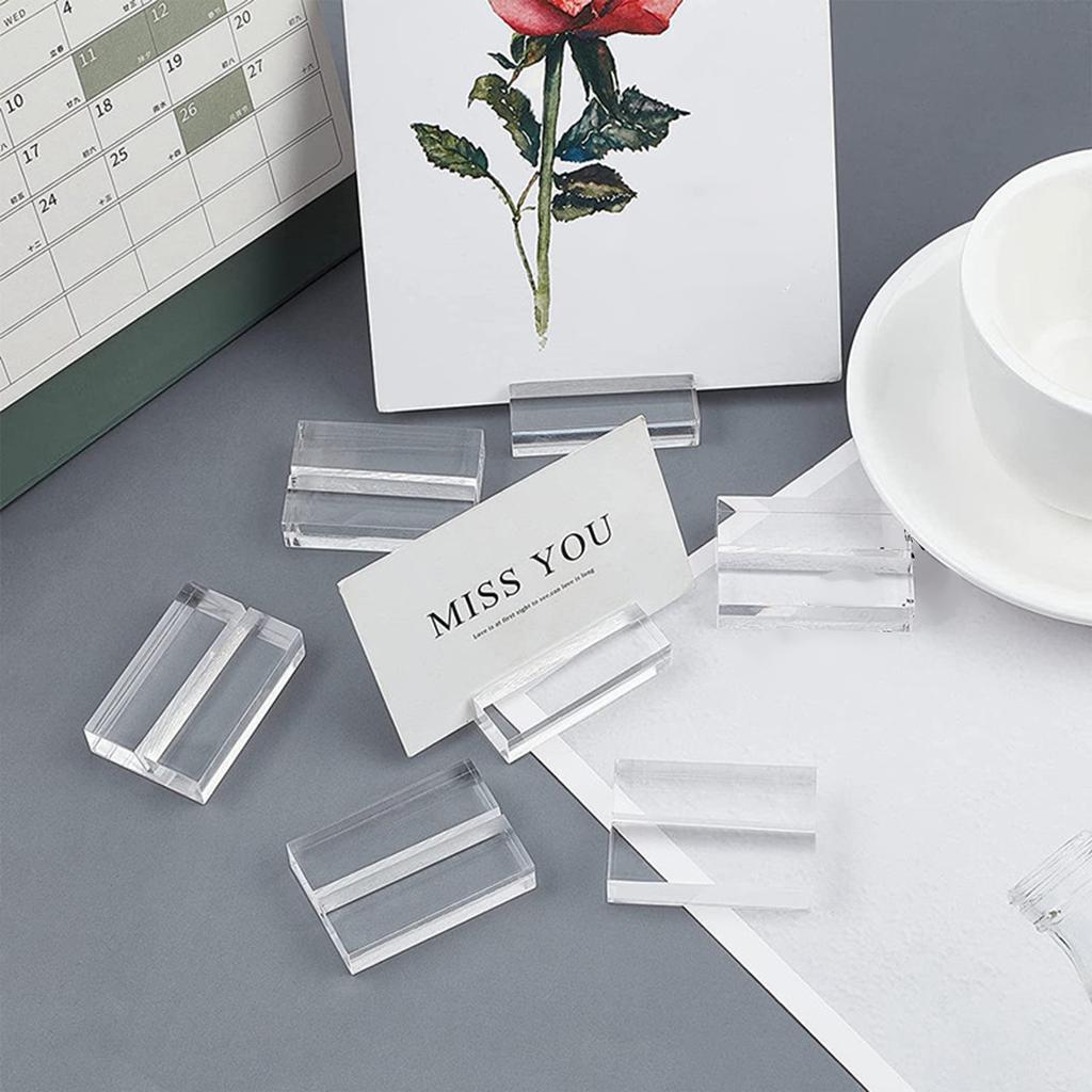 10Pieces Acrylic Table Number Stands Clear Portable Card Holder Suitable for Business Name Cards and Wedding Photos