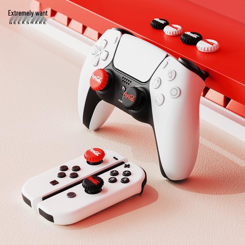 Официально лицензированные силиконовые накладки на стики Coca-Cola для контроллеров PS4/PS5/Switch (4-Pack)