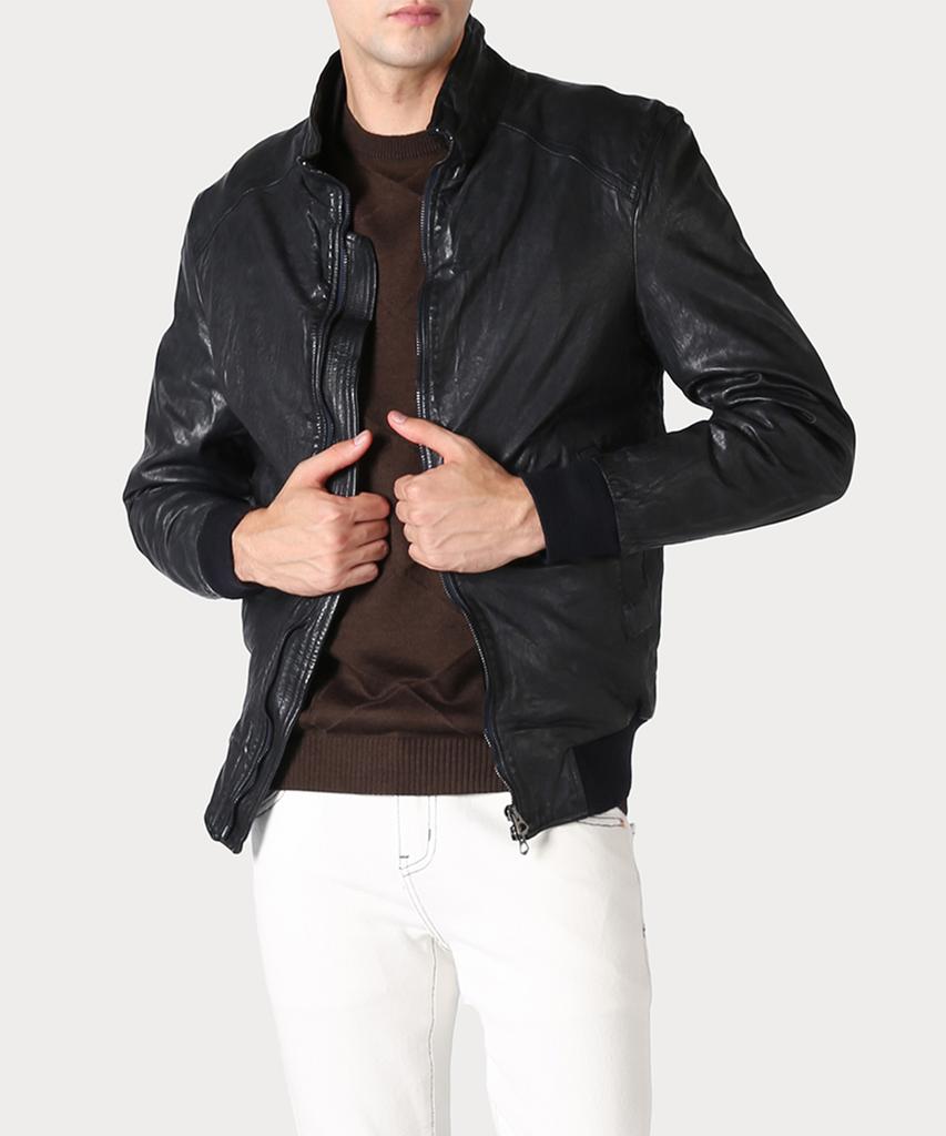 Panicale Car Leather Bomber [Navy]