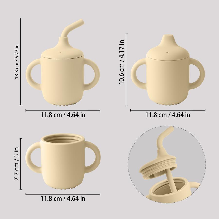 Color Kids 1PCS Silicone Straw Cup With Two Lids BPA Free Leakproof Portable Snack Container Drinking Cup Feeding Essentials