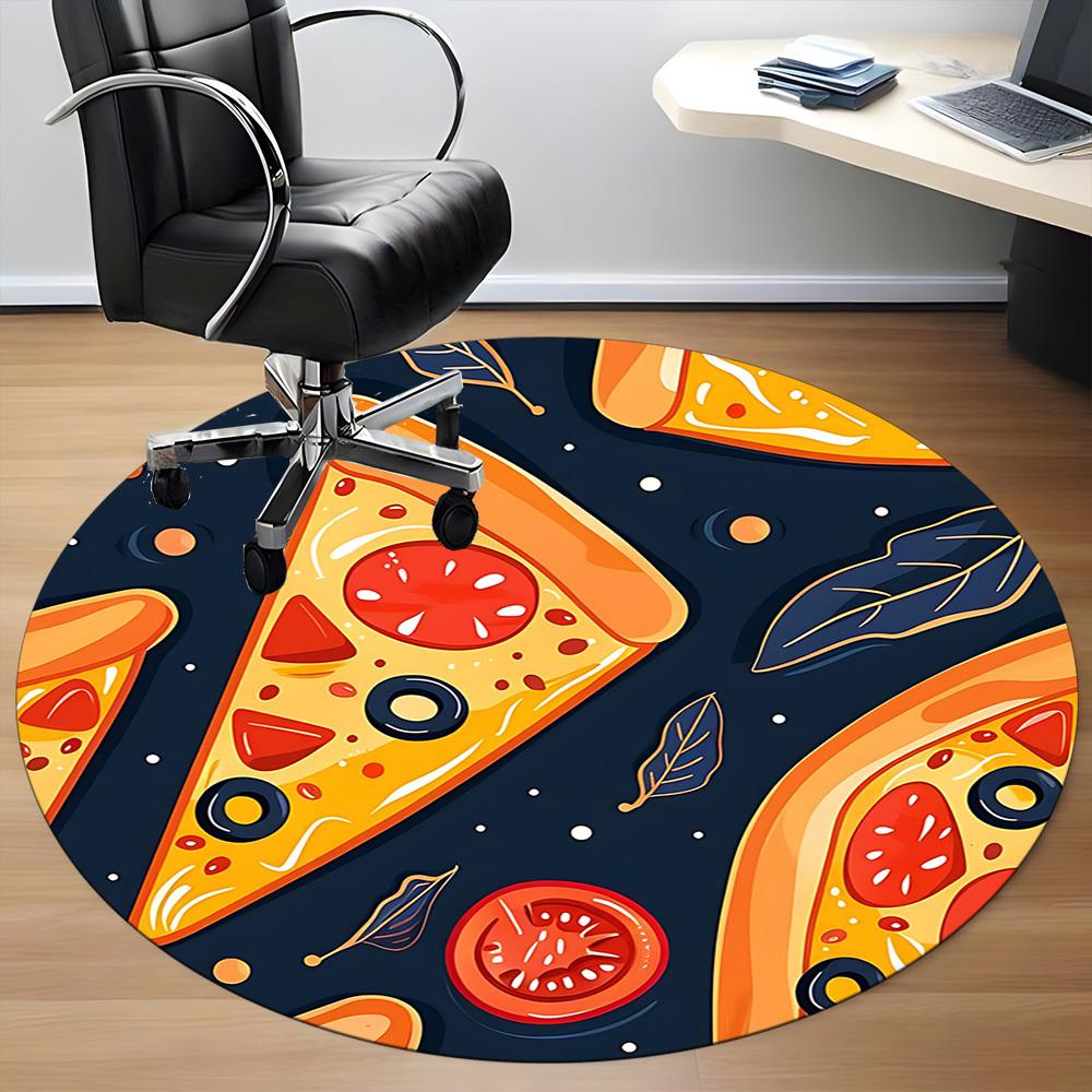 1pc Pizza Slice Office Round Area Rug, Indoor Mat Suitable For Office, Under Office Chairs Bedroom Living Room Home Decor, Room Deco