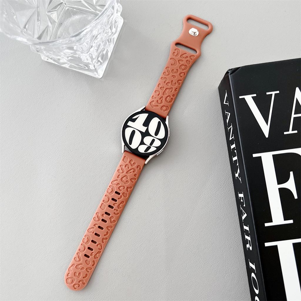 Ремешок с леопардовой гравировкой 20 мм, 22 мм для Samsung Galaxy Watch 6, 5, 4, 40 мм, 44 мм, силиконовый милый ремешок Gear S3 6, классический, 43 мм, 47 мм, Active 2