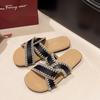 Flat-soled sandals women's outer wear summer new flat-soled cross-strapped retro soft-soled cool slippers