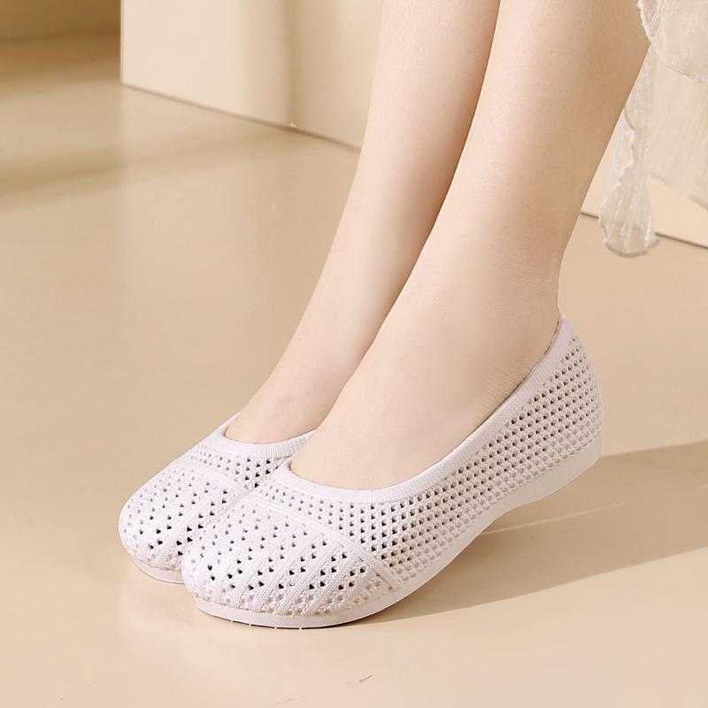 Летний новый стиль, сандалии с перфорированным носком, полые, противоскользящие, для ношения на улице, дышащая белая обувь, универсальная пляжная обувь на плоской подошве