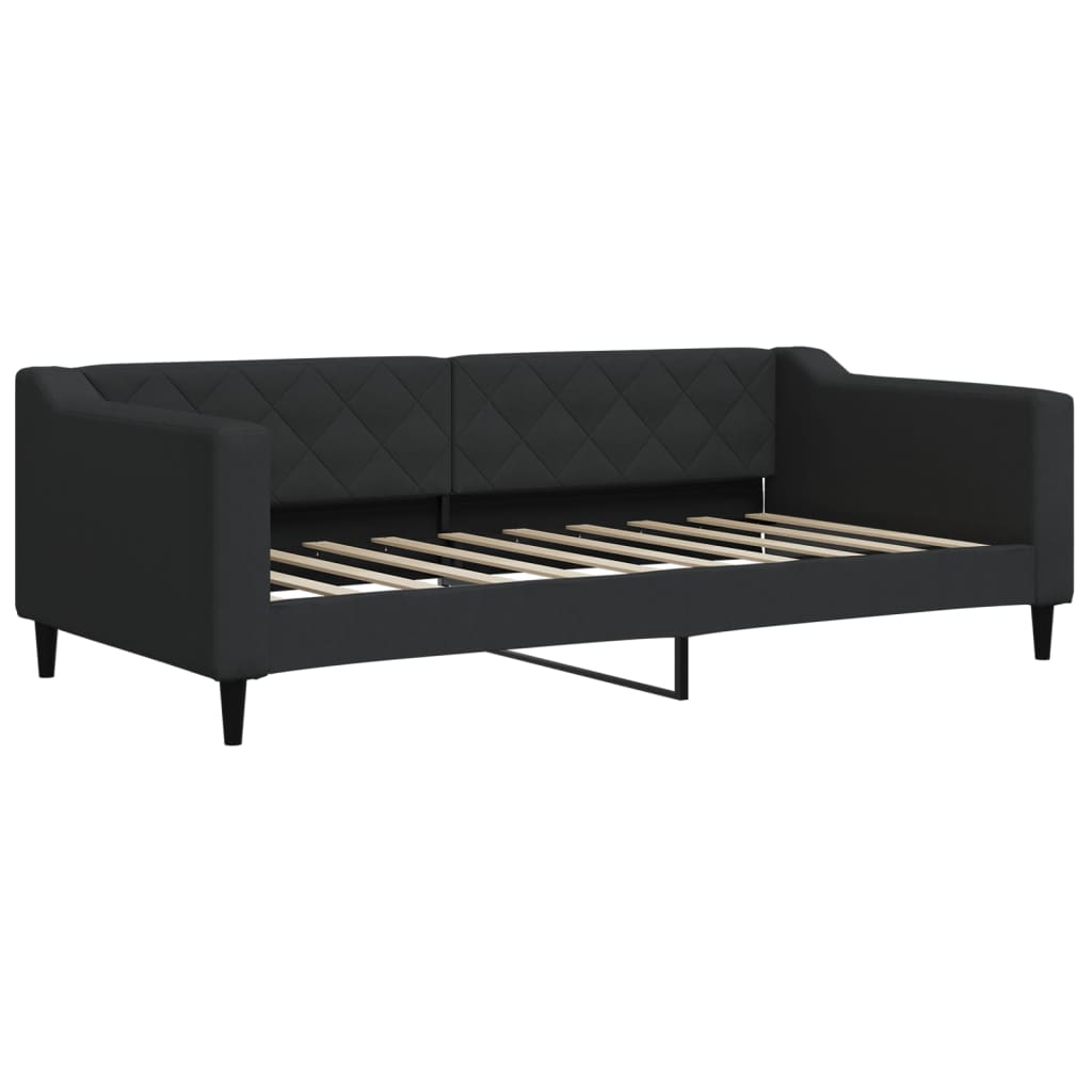 Extendable Daybed with Mattresses Black 90x190 cm Fabric