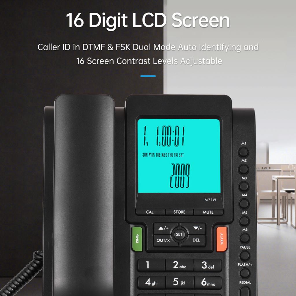 Проводной телефон Настольный стационарный телефон Телефон DTMFFSK Двойная система Одна кнопка Поддержка кнопки памяти