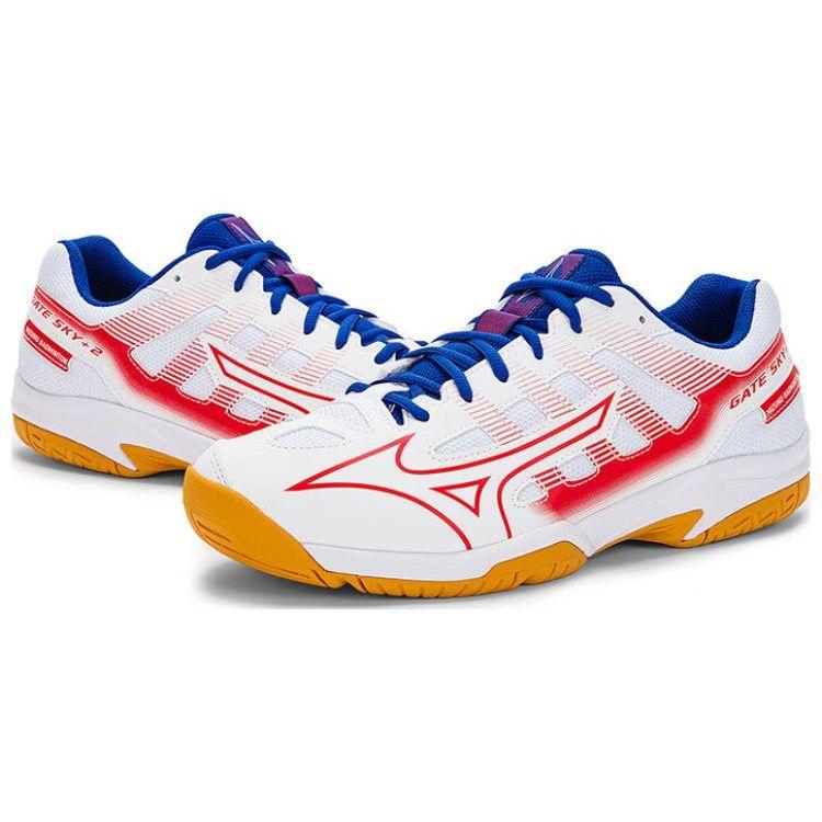 Mizuno Gate Sky Plus 2 Shock Absorbing Non-Slip Durable Low-Top Badminton Shoes Unisex Sneaker White Blue Red 71GA224003