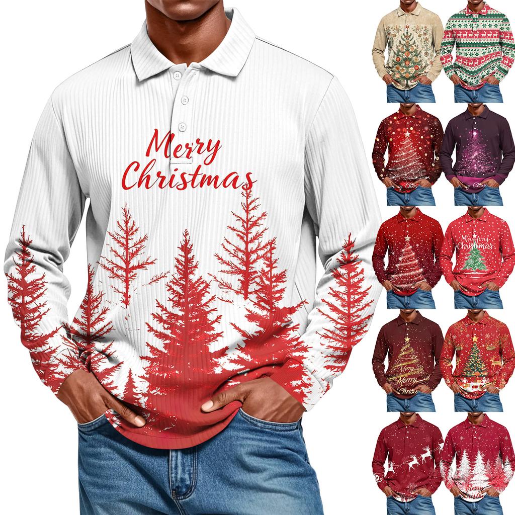 Men's Casual Style Solid Color Loose Shirt Long-sleeved Top