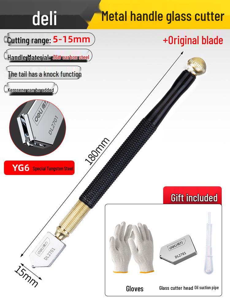 Стеклорез Deli Diamond: Прецизионный инструмент для толстого стекла и керамической плитки