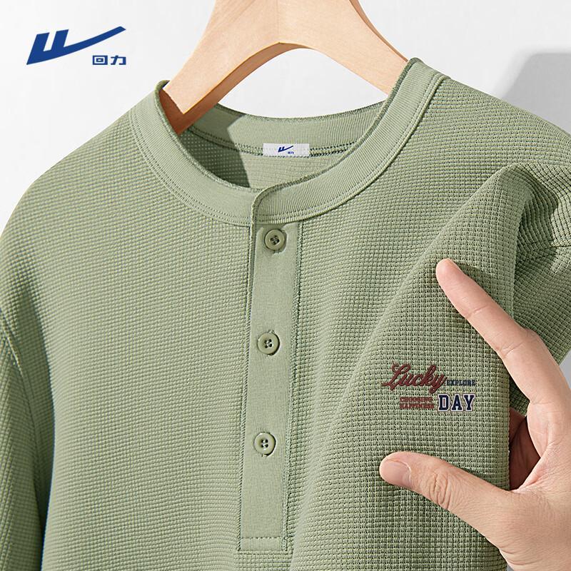 Warrior Men's American Style Henley Neck Long Sleeve Graphic T-Shirt