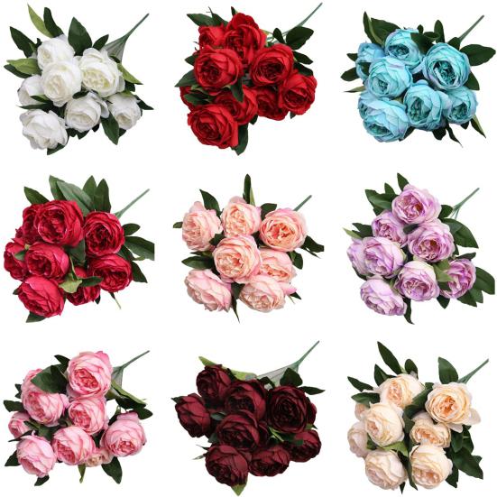 Поддельный букет цветов, не выцветающий, «сделай сам», не требующий ухода, красивый, с 10 головками, роскошная имитация розы, пиона для гостиной
